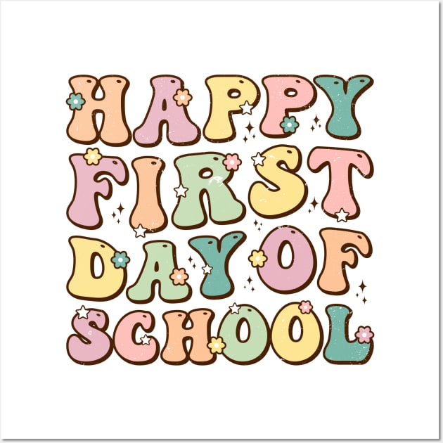 Happy First Day Of School Retro Vintage Wall Art by Zakzouk-store